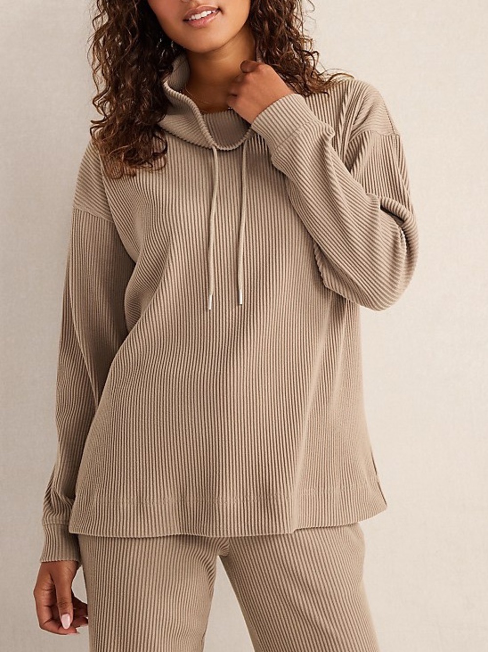 Haven Well Within Ottoman Rib Cowl Neck Top Tan Size XL NWT